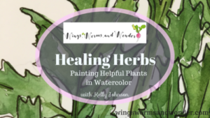 Paint 3 healing herbs in watercolor with this Free Wings, Worms, and Wonder nature journaling class!