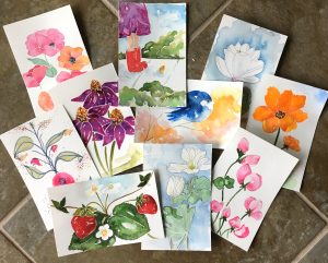 IMG_7226 Wings, Worms, and Wonder nature inspired watercolor originals by Kelly Johnson