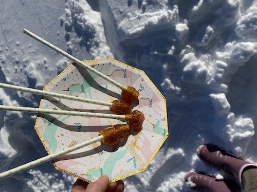 Level up your snow day fun with maple taffy! Click to get the Wings, Worms, and Wonder easy recipe!